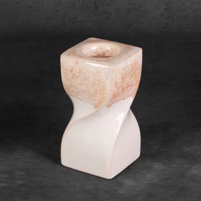 ŚWIECZNIK DEKORACYJNY RUBEN 8X8X16 CM KREMOWY 2szt