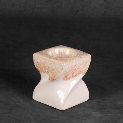 ŚWIECZNIK DEKORACYJNY RUBEN 7X7X8 CM KREMOWY 2szt