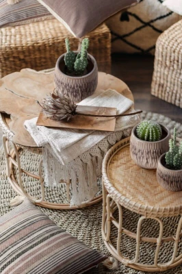 Poszewka Dekoracyjna BOHO Eko Beż 4 45X45 Pudrowa