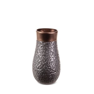 Wazon dekoracyjny stalowy 17x32 cm, glinka ceramiczna, kolor stalowy