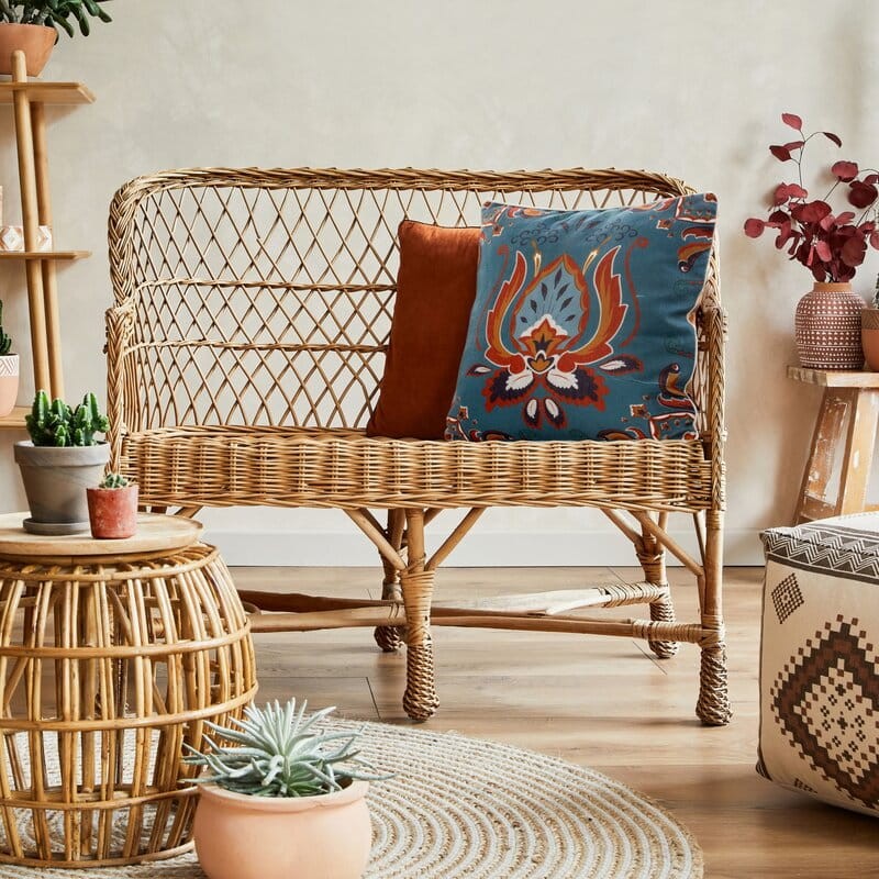 Poszewka na poduszkę Lniana Len boho 11 45X45 Turkusowa
