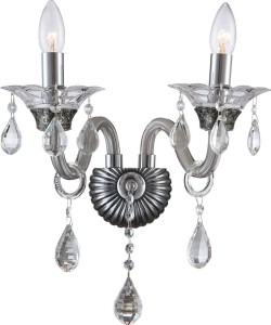 Żyrandol Glamour 38x22 cm Srebrny z Kryształem, 2xE14 40W
