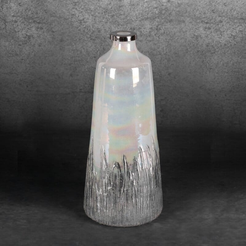 SZKLANY WAZON DEKORACYJNY ADEN 15X36 CM KREMOWY