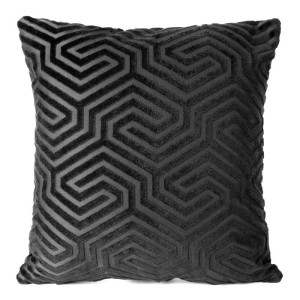 Poszewka Inga 40x40 cm czarna, welwet żakardowy, motyw geometryczny