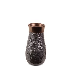 Wazon dekoracyjny stalowy 14x27 cm, glinka ceramiczna, kolor: stalowy