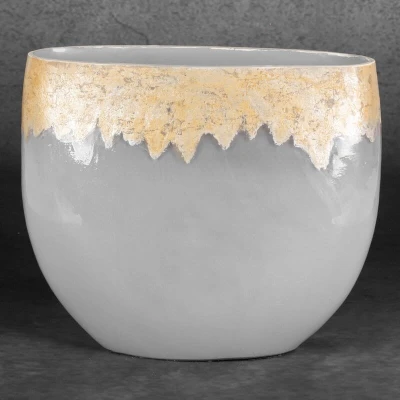 SZKLANY WAZON DEKORACYJNY IRIS 28X11X25 CM SREBRNY