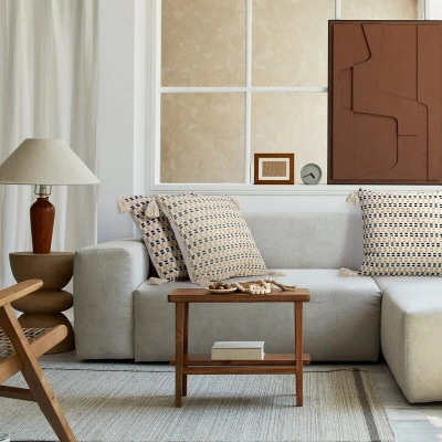 Poszewka Dekoracyjna BOHO Eko Beż 45X45 Kremowa