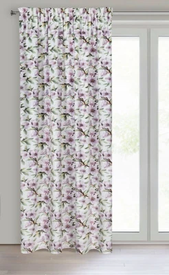 ARLETA BIAŁA ZASŁONA W FIOLETOWE KWIATY 140x270 cm