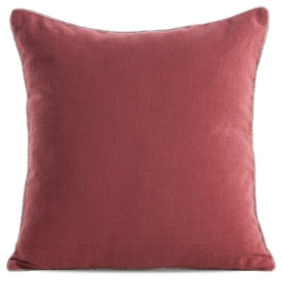 Poszewka na poduszkę Lniana Len boho 43X43 Czerwona