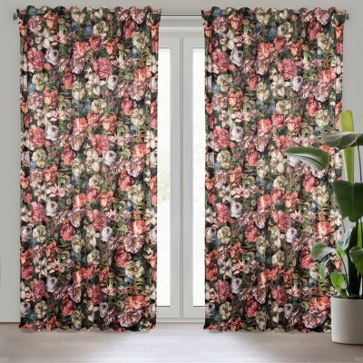 PEONIA ZASŁONA Z WELWETU W KWIATY TAŚMA 140x270 cm