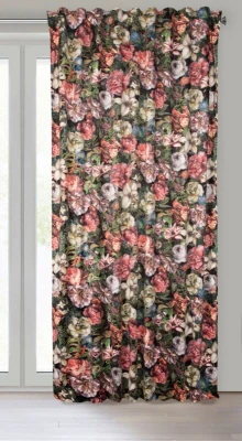 PEONIA ZASŁONA Z WELWETU W KWIATY TAŚMA 140x270 cm