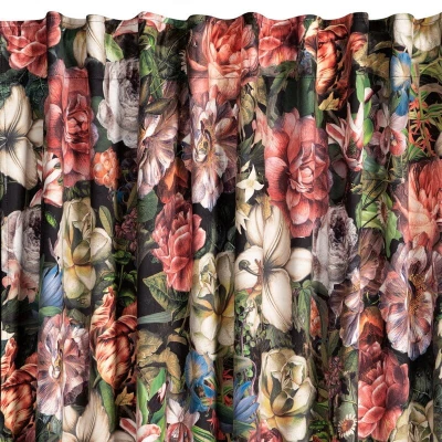 PEONIA ZASŁONA Z WELWETU W KWIATY TAŚMA 140x270 cm