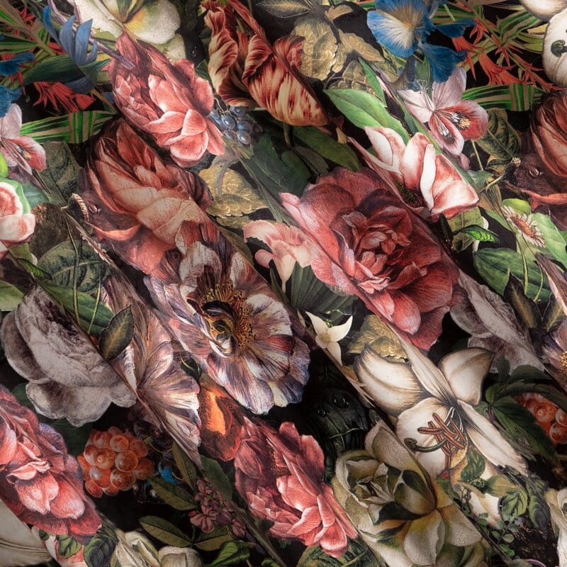 PEONIA ZASŁONA Z WELWETU W KWIATY TAŚMA 140x270 cm