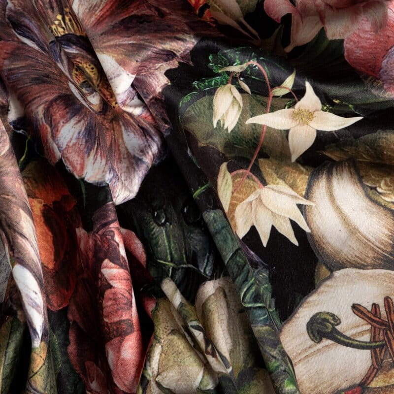 PEONIA ZASŁONA Z WELWETU W KWIATY TAŚMA 140x270 cm