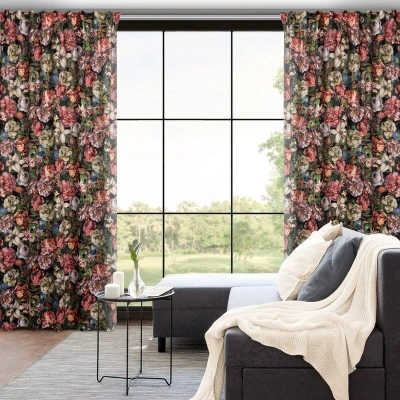 PEONIA ZASŁONA Z WELWETU W KWIATY TAŚMA 140x270 cm