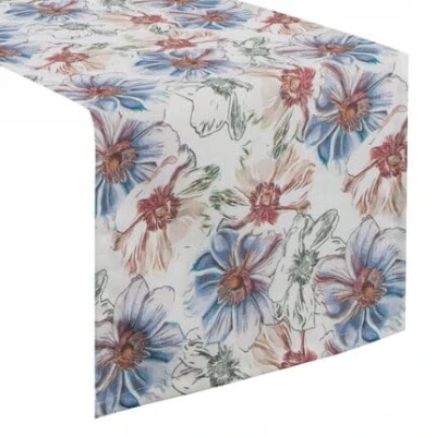 Obrus Bieżnik w kwiaty ORTEX 7 140X180 CM NIEBIESKI
