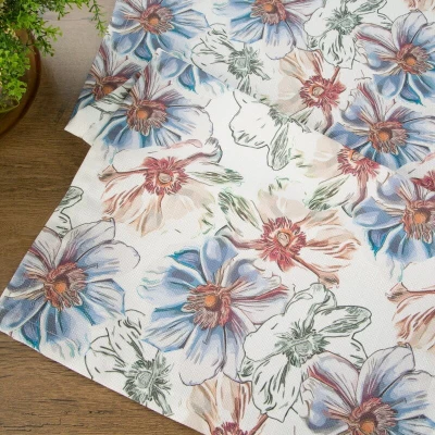 Obrus Bieżnik w kwiaty ORTEX 7 140X180 CM NIEBIESKI