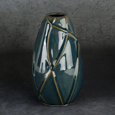 WAZON DEKORACYJNY TEO 17X27 CM TURKUSOWY