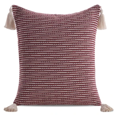 Poszewka Dekoracyjna BOHO Eko Beż 6 45X45 Bordowa