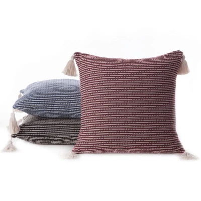 Poszewka Dekoracyjna BOHO Eko Beż 6 45X45 Bordowa
