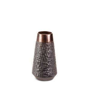 Wazon dekoracyjny stalowy 14x26 cm, glinka ceramiczna, kolor: stalowy