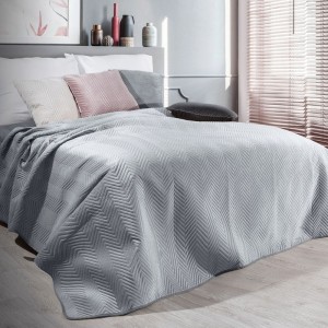 Koc Narzuta Dekoracyjna Welurowa 170X210 Srebrna