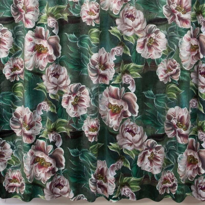 PALMERA ZASŁONA Z WELWETU W KWIATY TAŚMA 135x270cm