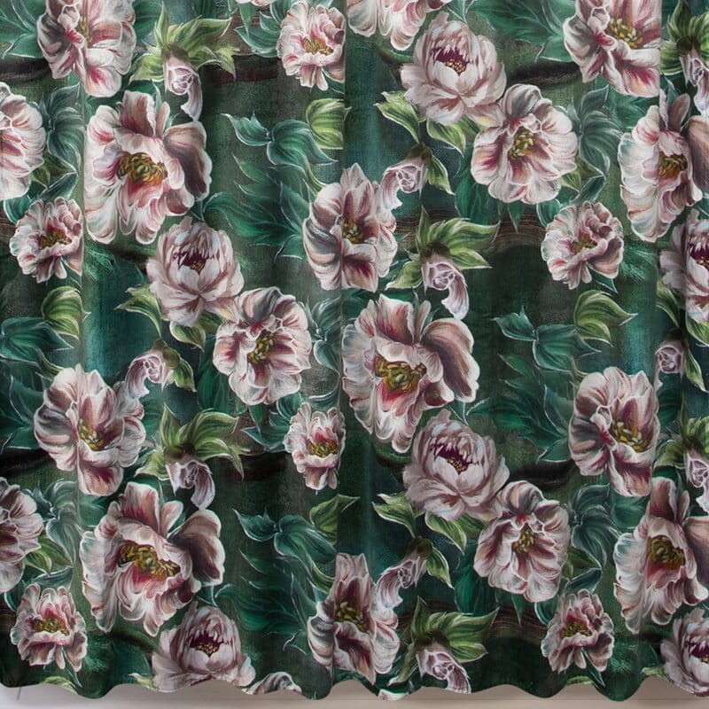 PALMERA ZASŁONA Z WELWETU W KWIATY TAŚMA 135x270cm