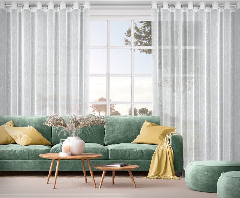 Firana gotowa Przelotki Kółka 300X250 CM Biała