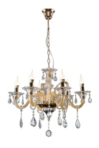 Żyrandol Glamour 70 cm, złoty, 6xE14, regulowana długość 52-115 cm