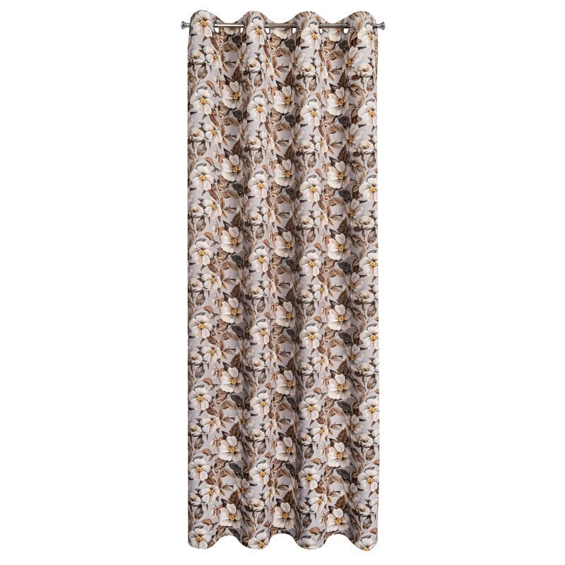 Zasłona gotowa w kwiaty brąz 140X250 Beżowa