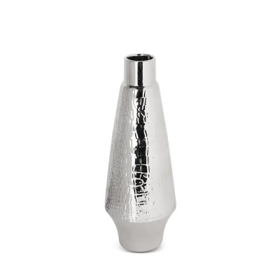 WAZON DEKORACYJNY ERNA 14X39 CM SREBRNY