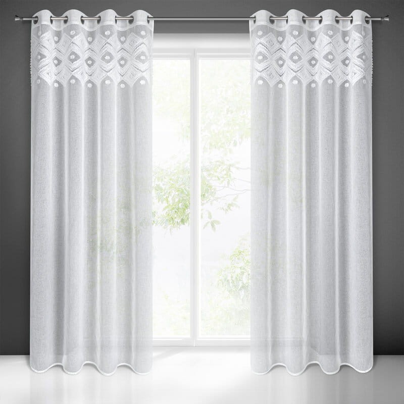 ESTERA BIAŁA LEKKA ZASŁONA W STYLU BOHO 140x250 cm