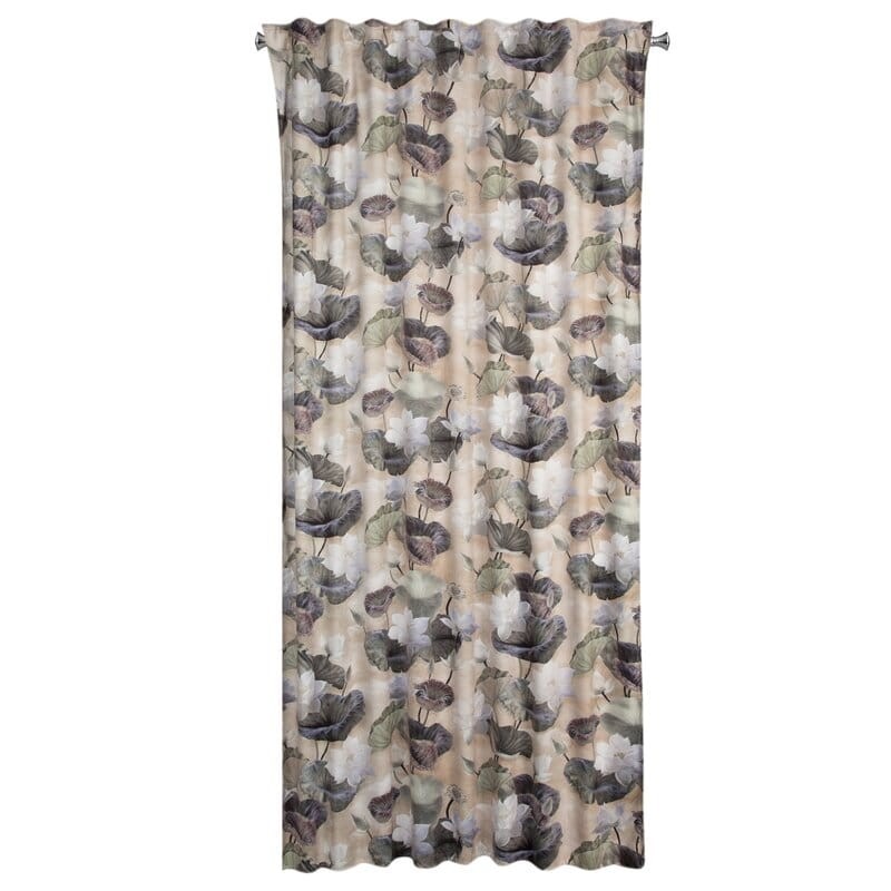 LOTOS BEŻOWA ZASŁONA W KWIATY LOTOSU 140x270 cm