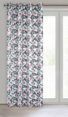 Welurowa Velvet Połysk BIAŁA ZASŁONA ZACIENIAJĄCA W KWIATY 140x250