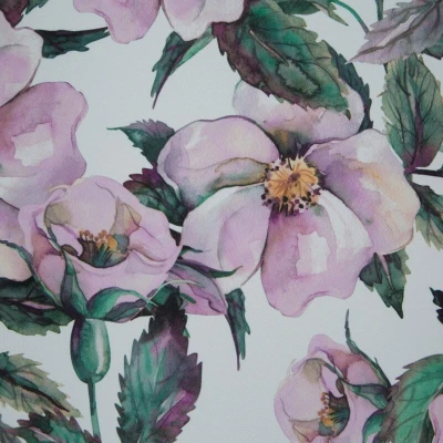 Welurowa Velvet Połysk BIAŁA ZASŁONA ZACIENIAJĄCA W KWIATY 140x250