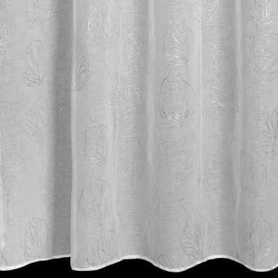 LEKKA BIAŁA ZASŁONA W SREBRNE LIŚCIE 140x250