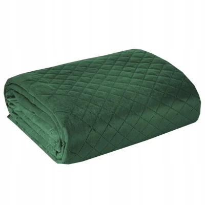 NARZUTA VELVET WELUR PIKOWANA 220X240 CM Zielona