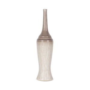Wazon Dekoracyjny Rosina 16x66 cm Kremowy z Gliny Ceramicznej