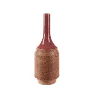 Wazon Dekoracyjny Elda 16x48 cm Czerwony z Gliny Ceramicznej