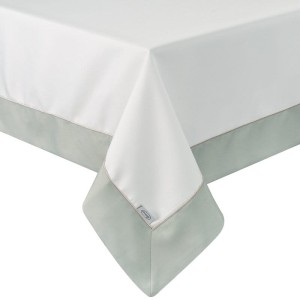 Obrus Bieżnik 140x180 cm Kremowy z Beżową Lamówką 100% Poliester