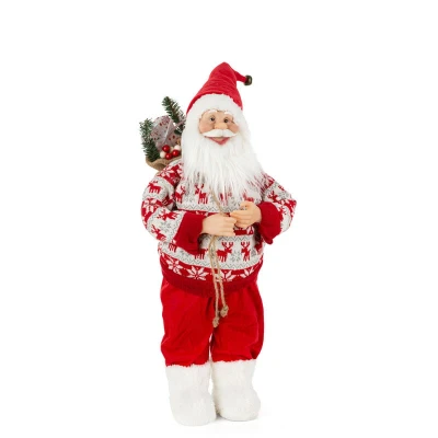 Świąteczna Figurka Święty Mikołaj 60cm Czerwony