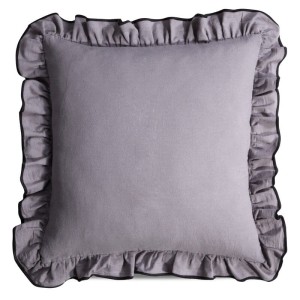 Poszewka dekoracyjna 45x45 cm boho stalowa z falbankami 100% bawełna