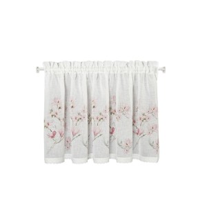 Firana Gotowa Amelia 150x60 cm Biała z Koronką i Nadrukiem