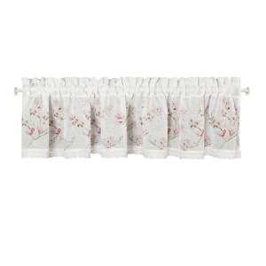 Firana Gotowa Amelia 150x30cm Biała z Koronką i Nadrukiem