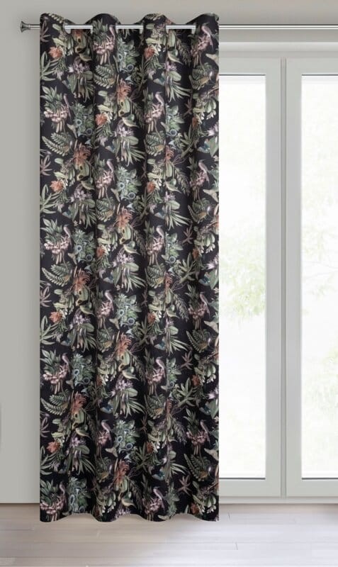Zasłona Gotowa 140x250cm Czarna Na przelotkach