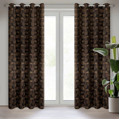 Zasłona Gotowa GOLD 140x250cm Czarna Na przelotkach