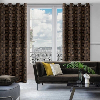 Zasłona Gotowa GOLD 140x250cm Czarna Na przelotkach