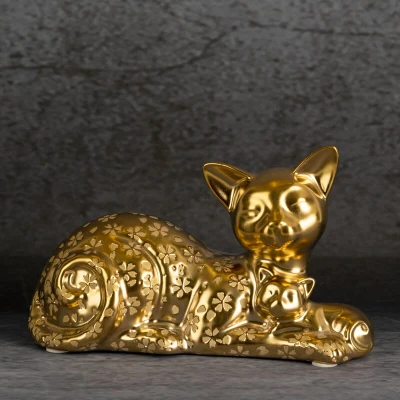 Figurka Dekoracyjna Kity 22x9x14cm Złota