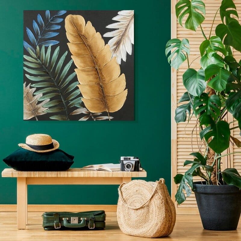 Obraz ręcznie malowany na płótnie 585A 60x60cm Turkusowy